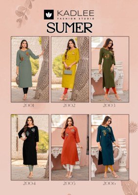 Kadlee Sumer Heavy Rayon Hand Embroidered Threadwork Designer Top Wholesale kurtis catalogs
