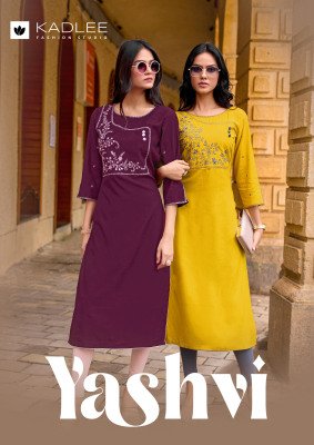Kadlee Yashvi Catalog  Heavy Rayon Kurti with Hand Work Thread Work 