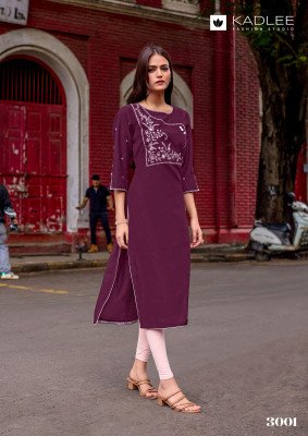 Kadlee Yashvi Catalog  Heavy Rayon Kurti with Hand Work Thread Work kurtis catalogs