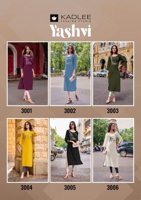 Kadlee Yashvi Catalog  Heavy Rayon Kurti with Hand Work Thread Work kurtis catalogs