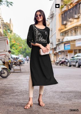 Kadlee Yashvi Catalog  Heavy Rayon Kurti with Hand Work Thread Work kurtis catalogs
