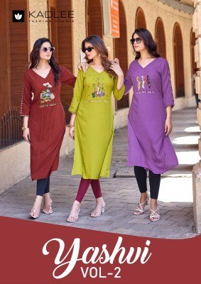 Kadlee Yashvi Vol-2 Heavy Rayon Kurti with Thread & Handwork wholesale catalogs