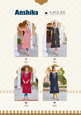 Kadlee by Anshika fancy reyon embroidered kurti catalogue at affordable rate kurtis catalogs