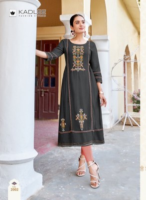 Kadlee by Anshika fancy reyon embroidered kurti catalogue at affordable rate kurtis catalogs