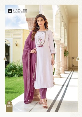 Kadlee mittoo by devika reyon sequence work kurti pant and dupatta catalogue at wholesale price readymade suit catalogs