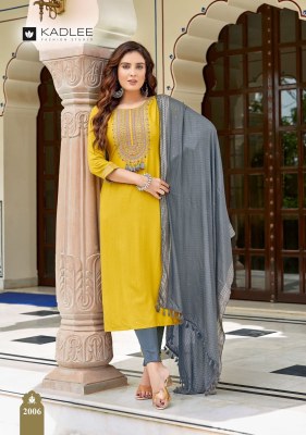 Kadlee mittoo by devika reyon sequence work kurti pant and dupatta catalogue at wholesale price readymade suit catalogs
