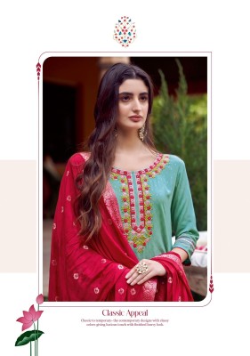 Kadlee mittoo present Kavya Reyon embroidered kurti pant and dupatta catalogue at amaviexpo readymade suit catalogs