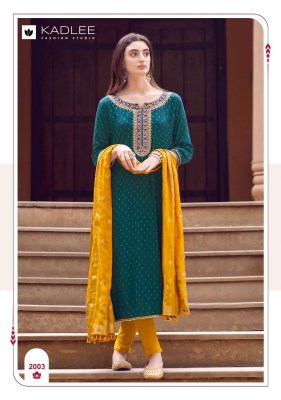 Kadlee mittoo present Kavya Reyon embroidered kurti pant and dupatta catalogue at amaviexpo readymade suit catalogs