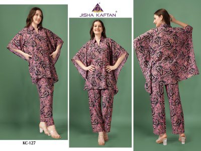 Kaftan Co Ord set vol 4 by Jisha Golden Foil Printed Co Ord Set Catalogue at affordable rate Size wise Combo Set