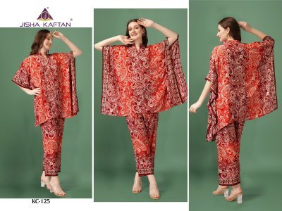 Kaftan Co Ord set vol 4 by Jisha Golden Foil Printed Co Ord Set Catalogue at affordable rate Size wise Combo Set