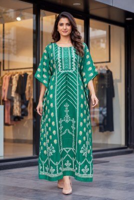 Kaftan Vol-9.0 Long Heavy French Crape Printed Kaftan Free Size 