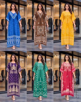 Kaftan Vol-9.0 Long Heavy French Crape Printed Kaftan Free Size kurtis