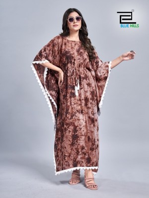 Kaftan vol 1 Heavy Reyon Long Tye dye Print Kaftan dress with lace border collection with low budget  Amavi