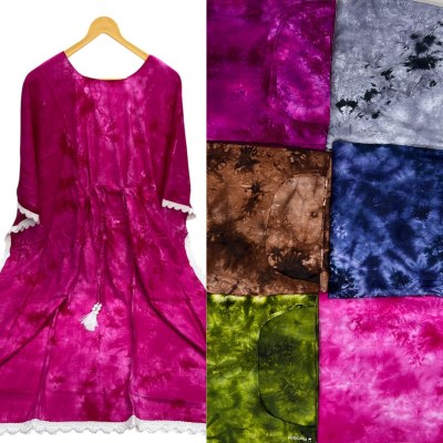 Kaftan vol 1 Heavy Reyon Long Tye dye Print Kaftan dress with lace border collection with low budget  kurtis catalogs