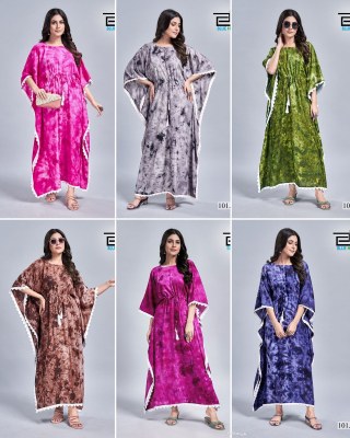 Kaftan vol 1 Heavy Reyon Long Tye dye Print Kaftan dress with lace border collection with low budget  kurtis catalogs