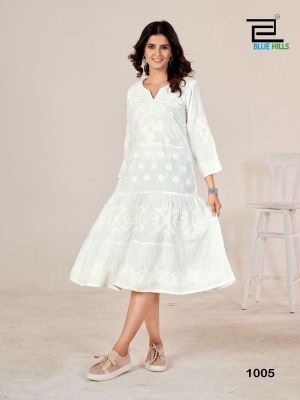 Kaira vol 10 by blue hills fancy lucknavi work tunic catalogue at affordable rate western wear catalogs
