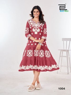 Kaira vol 10 by blue hills fancy lucknavi work tunic catalogue at affordable rate western wear catalogs