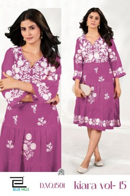 Kaira vol 15 presented Lucknavi Thread Work reyon Kurti collection with low range kurtis catalogs