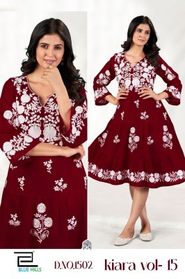 Kaira vol 15 presented Lucknavi Thread Work reyon Kurti collection with low range kurtis catalogs