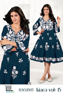 Kaira vol 15 presented Lucknavi Thread Work reyon Kurti collection with low range kurtis catalogs