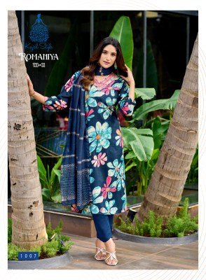 Kajal Style Romaniya Vol 1 Straight Kurti Catalogs Pant Set with Organza Jacquard Dupatta Wholesael Product kurtis catalogs