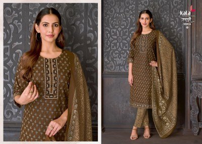 Kala Creation Jaipuri Vol 10 Pure Cotton Kurti Pant Dupatta Set readymade suit catalogs