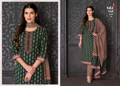 Kala Creation Jaipuri Vol 10 Pure Cotton Kurti Pant Dupatta Set readymade suit catalogs