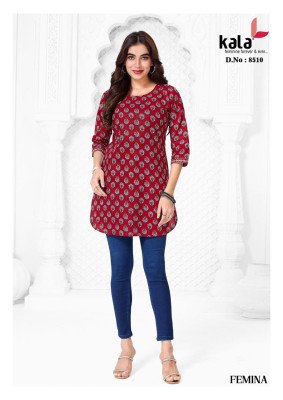 Kala Femina Vol 1 Pure Cotton Kurti Ethnic Fancy Short Tops Wear Whoesale kurtis catalogs