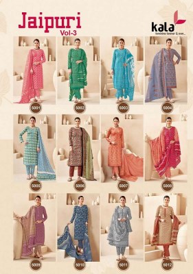 Kala Jaipuri Vol 3 Kurti Pant Dupatta Set Cotton Kurti catalogue  kurtis catalogs