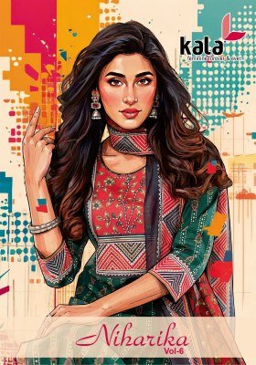 Kala Niharika Vol 6 Pure Cotton Kurti Pant Set with Dupatta 3 Piece Set 