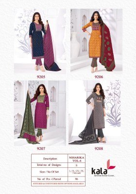 Kala Niharika Vol 6 Pure Cotton Kurti Pant Set with Dupatta 3 Piece Set readymade suit catalogs