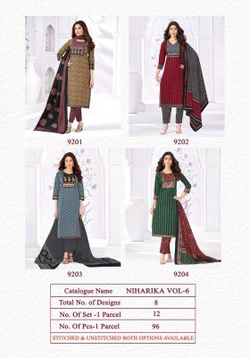 Kala Niharika Vol 6 Pure Cotton Kurti Pant Set with Dupatta 3 Piece Set readymade suit catalogs