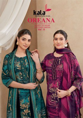 Kala Oreana Vol 9 Pure Cotton Kurti Pant Dupatta Wholesale 