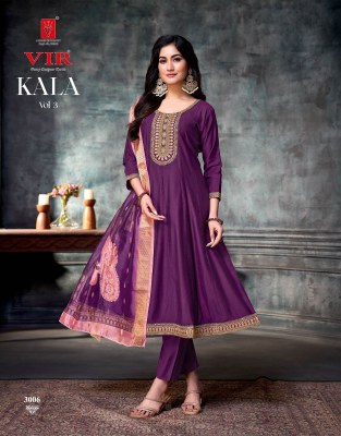 Kala vol 3 by VIR Vartical Fancy Embroidered readymade suit catalogue at affordable rate fancy Anarkali suit catalogs