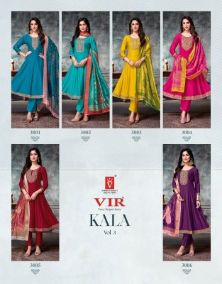 Kala vol 3 by VIR Vartical Fancy Embroidered readymade suit catalogue at affordable rate fancy Anarkali suit catalogs