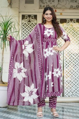 Kalamkari Cotton Collection 3-Piece Ghera Suit Set  readymade suit catalogs