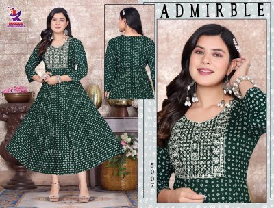 Kalash by Clavel reyon printed flaired kurti catalogue at low rate Amavi
