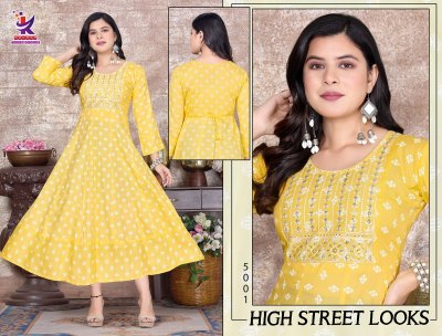 Kalash by Clavel reyon printed flaired kurti catalogue at low rate kurtis catalogs