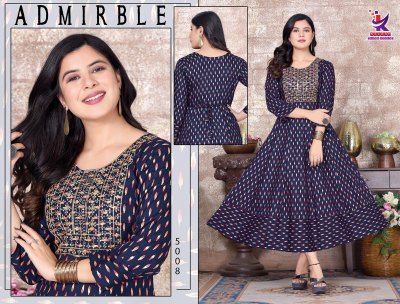 Kalash by Clavel reyon printed flaired kurti catalogue at low rate kurtis catalogs
