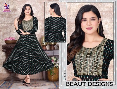 Kalash by Clavel reyon printed flaired kurti catalogue at low rate kurtis catalogs