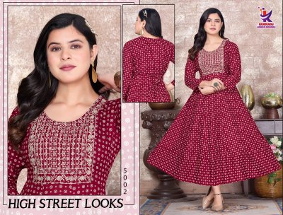 Kalash by Clavel reyon printed flaired kurti catalogue at low rate kurtis catalogs
