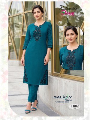 Kalavati Galaxy Vol-1 PV Vatican Kurti with Black Embroidery Pant kurtis catalogs