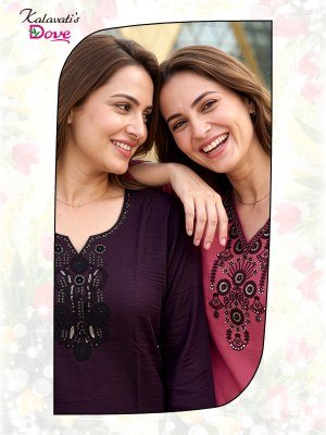 Kalavati Galaxy Vol-1 PV Vatican Kurti with Black Embroidery Pant kurtis catalogs