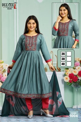 Kalki by Deecee Flared embroidered Anarkali kurti pant and dupatta catalogue at low price  readymade suit catalogs