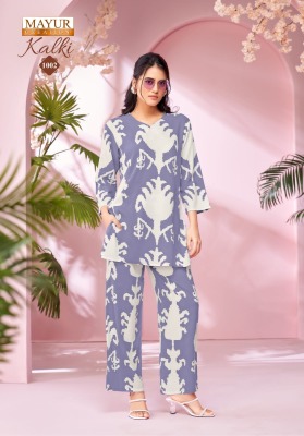 Kalki vol 1 by Mayur Heavy Reyon Pringted Trendy co ord set catalogue at affordable rate co ord set catalogs