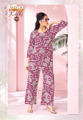Kalki vol 1 by Mayur Heavy Reyon Pringted Trendy co ord set catalogue at affordable rate co ord set catalogs