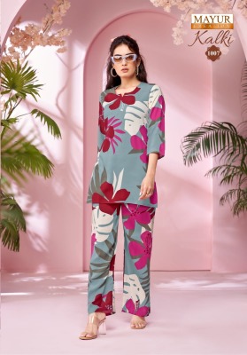 Kalki vol 1 by Mayur Heavy Reyon Pringted Trendy co ord set catalogue at affordable rate co ord set catalogs