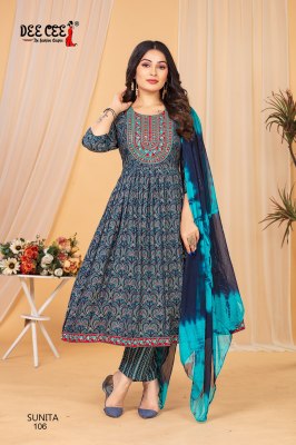 Kalpita by Deecee Ghera reyon foil printed sequence yog work readymade suit collection with low rate readymade suit catalogs