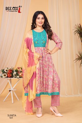 Kalpita by Deecee Ghera reyon foil printed sequence yog work readymade suit collection with low rate readymade suit catalogs