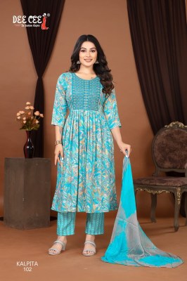 Kalpita by Deecee Ghera reyon foil printed sequence yog work readymade suit collection with low rate readymade suit catalogs
